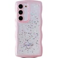 thumbnail image 1 of Compatible for Galaxy S20 FE 5G Case 6.5",Curly Wave Design Transparent Bling Glitter Star Shiny Case Cute Clear Transparent Shockproof Protection Soft Phone Cover Case for Women Girls, Pink, 1 of 11