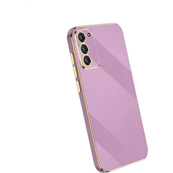 Compatible with Galaxy S20 FE Case Cover Cute Full Camera Lens Protection & Electroplate Shockproof Edge Bumper Soft TPU Protective Phone Cases for Samsung Galaxy S20 FE 5G 6.5" 2021-Purple