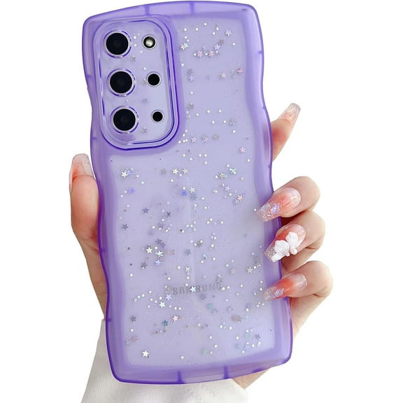 Compatible with Galaxy S20 Plus Case for Women Girls Glitter Camera Lens Protector Cute Curly Wave Frame Shockproof Protective Cover Phone Case for Samsung Galaxy S20 Plus(Clear)
