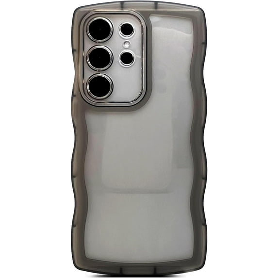 Compatible for Galaxy S20 Ultra Case 6.9", Curly Wave Design Transparent Shiny Case Cute Clear Transparent Shockproof Bumper Protection Soft Phone Cover Case for Women Girls Men,Clear/Black