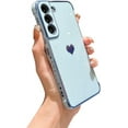 thumbnail image 1 of Compatible with Galaxy S21+Plus Case Camera Lens Protection Luxury Plated Love Heart Cute Side Small Pattern Slim Airbag Shockproof Cover Phone Cases for Samsung Galaxy S21 Plus 5G 6.7"-Blue, 1 of 7