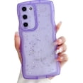 thumbnail image 1 of Compatible with Galaxy S21 Plus Case for Women Girls Glitter Camera Lens Protector Cute Curly Wave Frame Shockproof Protective Cover Phone Case for Samsung Galaxy S21 Plus(PURPLE), 1 of 7
