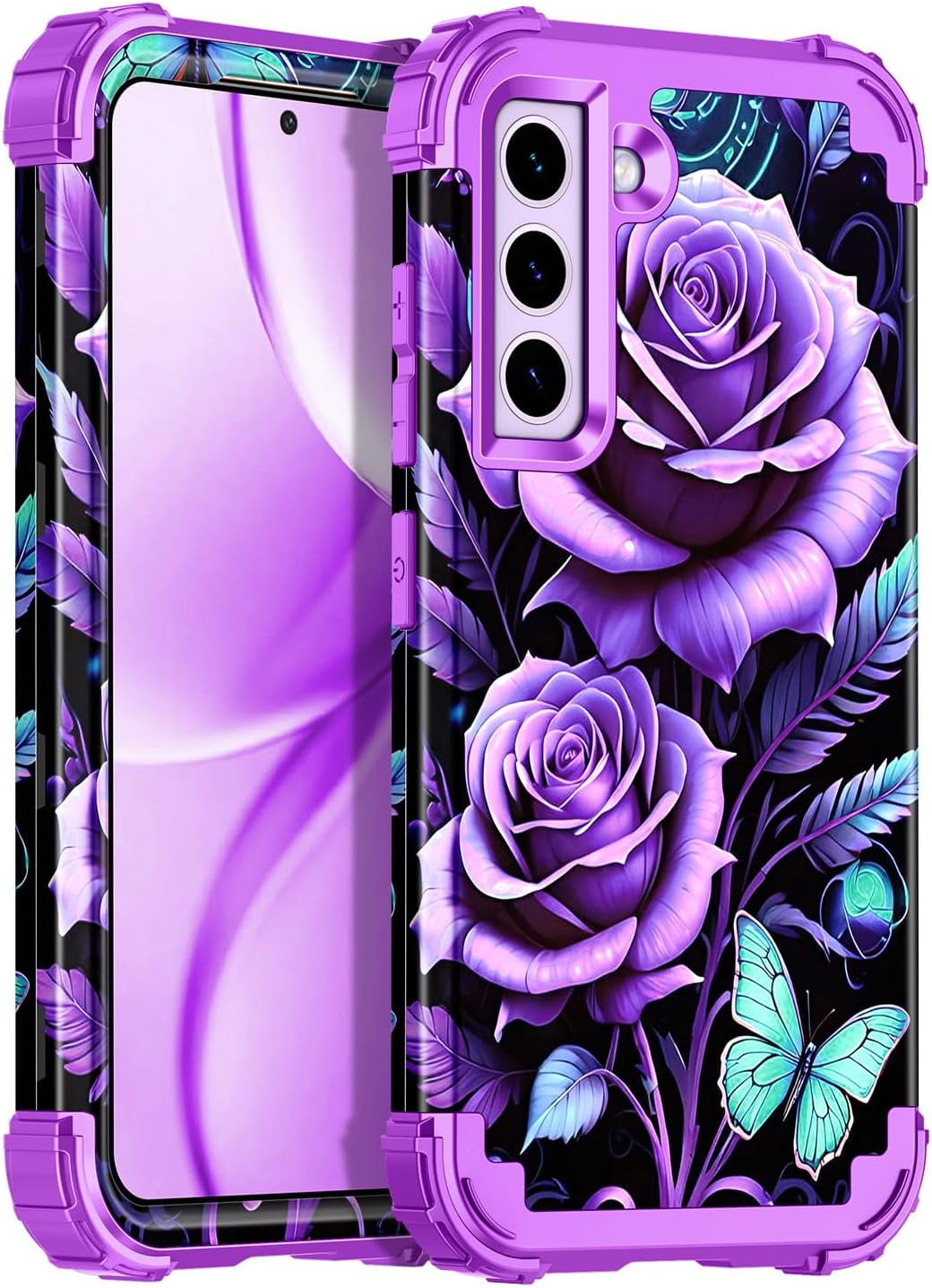 Compatible With Galaxy S G Case Floral Three Layer Heavy Duty Sturdy Shockproof Full Body