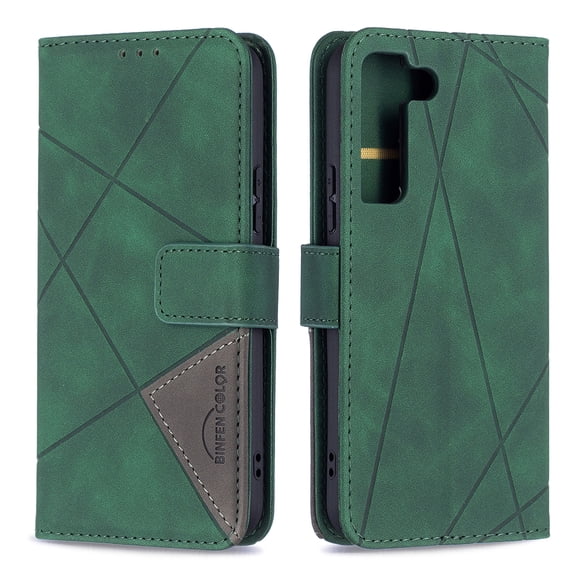 Compatible with Galaxy S22 Case with Card Holder Slots, Allytech PU Leather Scratch Free Flip Kickstand Magnetic Snap Credit Card Slots Wallet Case for Samsung S22 6.1" 5G 2022, Green