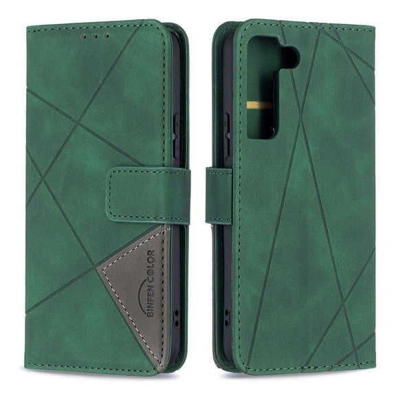 Compatible with Galaxy S22 Case with Card Holder Slots, Allytech PU Leather Scratch Free Flip Kickstand Magnetic Snap Credit Card Slots Wallet Case for Samsung S22 6.1" 5G 2022, Green