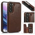 thumbnail image 1 of Compatible with Galaxy S22 Case Wallet with Card Holder,Embossed Butterfly Pattern PU Leather Double Magnetic Buttons Flip Shockproof Protective Cover for Samsung Galaxy S22, Brown, 1 of 9