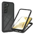 thumbnail image 1 of Compatible with Galaxy S22 Clear Case, Hybrid 3 in 1 Rugged Shockproof Case [Built in Screen Protector] Full Body Protection Hard Shell+Soft TPU Bumper Cover For Samsung Galaxy S22, Black, 1 of 6
