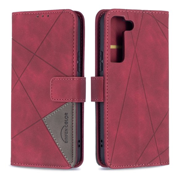 Compatible with Galaxy S22 Plus Case with Card Holder Slots, Allytech PU Leather Scratch Free Flip Kickstand Magnetic Snap Credit Card Slots Wallet Case for Samsung S22+ 6.6" 5G 2022, Red