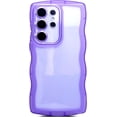 thumbnail image 1 of Compatible for Galaxy S23 Ultra Case 6.8", Curly Wave Design Transparent Shiny Case Cute Clear Transparent Shockproof Bumper Protection Soft Phone Cover Case for Women Girls Men,Clear/Purple, 1 of 9