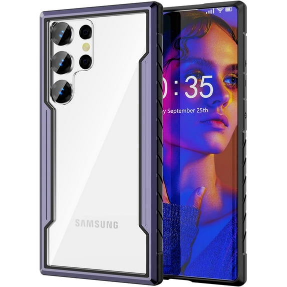 Compatible with Galaxy S23 Ultra Case, Heavy Duty Shockproof Military Drop Protection Slim Cases Phone Covers Clear for Samsung Galaxy S23 Ultra 5G 6.8 inches - Purple
