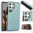 thumbnail image 1 of Compatible with Galaxy S23 Ultra Case Wallet with Card Holder,Embossed Butterfly Pattern PU Leather Double Magnetic Buttons Flip Shockproof Protective Cover for Samsung Galaxy S23 Ultra, Mint Green, 1 of 9
