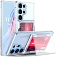 thumbnail image 1 of Compatible with Galaxy S23 Ultra Case Wallet with Credit Card Holder Soft TPU Bumper Hard PC Anti-Scratch Shockproof Case Clear with Kickstand for Samsung Galaxy S23 Ultra 2023 (Clear), 1 of 13