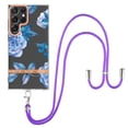 thumbnail image 1 of Compatible with Galaxy S23 Ultra Clear TPU Flower Pattern Case, S23 Ultra Case with Strap Crossbody Adjustable Neck Lanyard Case Phone Cover Designed for Samsung S23 Ultra 6.8 inch,Blue Flower, 1 of 7
