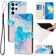 thumbnail image 1 of Compatible for Galaxy S23 Ultra Wallet Case, Samsung S23 Ultra Wallet Case[Stand Feature] [Wrist Strap] [Credit Cards Holder] New Marble Pattern Premium PU Leather Flip Protective Cover,Green, 1 of 10