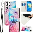 thumbnail image 1 of Compatible for Galaxy S23 Ultra Wallet Case, Samsung S23 Ultra Wallet Case[Stand Feature] [Wrist Strap] [Credit Cards Holder] New Marble Pattern Premium PU Leather Flip Protective Cover,Pink, 1 of 10