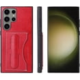 thumbnail image 1 of Compatible with Galaxy S23 Ultra Wallet Stand Case PU Leather Bracket Retractable Invisible Kickstand Cool Luxury Fashion Thin Protection Shockproof Case Red, 1 of 6
