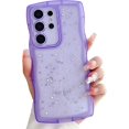 thumbnail image 1 of Compatible with Galaxy S24 Ultra Case for Women Girls Glitter Camera Lens Protector Cute Curly Wave Frame Shockproof Protective Cover Phone Case for Samsung Galaxy S24 Ultra(PURPLE), 1 of 7