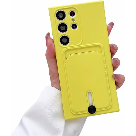 Compatible with Galaxy S24 Ultra Wallet Case with Card Holder Slim Soft Shockproof Protective Case Camera Lens Protection Card Slot Case for Galaxy S24 Ultra Women Men, Yellow