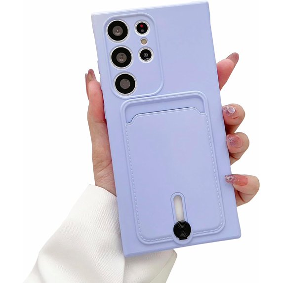 Compatible with Galaxy S24 Ultra Wallet Case with Card Holder Slim Soft Shockproof Protective Case Camera Lens Protection Card Slot Case for Galaxy S24 Ultra Women Men, Purple