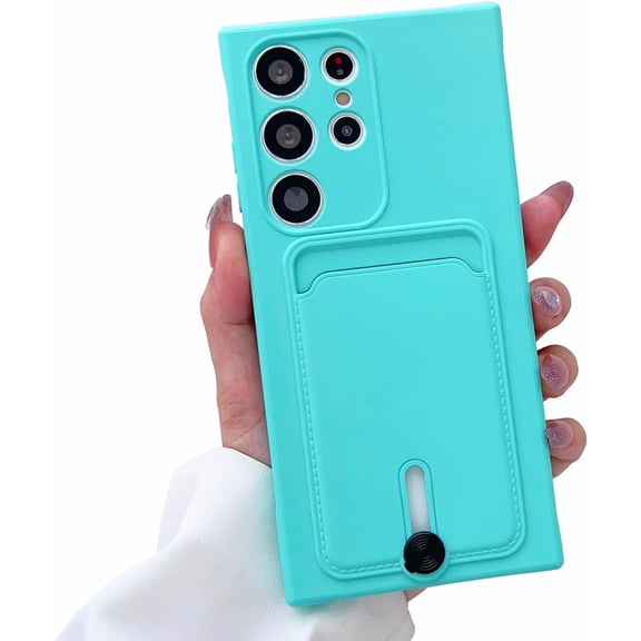 Compatible with Galaxy S24 Ultra Wallet Case with Card Holder Slim Soft Shockproof Protective Case Camera Lens Protection Card Slot Case for Galaxy S24 Ultra Women Men, Teal