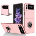 thumbnail image 1 of Compatible with Galaxy Z Flip 3 Case with Ring Grip Anti-Drop, Allytech Ultra Slim Matte PC All-Inclusive Protection Finger Ring Holder Car Mount Supported Stand Case for Samsung Z Flip3 2021, Pink, 1 of 9
