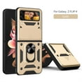 thumbnail image 1 of Compatible with Galaxy Z Flip 4 Case with Sliding Camera Lens Cover and Ring Kickstand Heavy Duty Military Grade Protection Phone Shockproof Back Cover for Samsung Galaxy Z Flip 4, Gold, 1 of 9