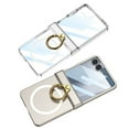 thumbnail image 1 of Compatible with Galaxy Z Flip 6 Case, (Built-in Front Screen Protector) with Hinge Protection & Ring Kickstand, Slim and Thin Protective PC Case Cover, Compatible with MagSafe, Clear, 1 of 8
