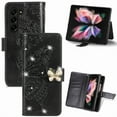 thumbnail image 1 of Compatible with Galaxy Z Fold 4 Wallet Case, [Kickstand Feature][Wrist Strap][Card Slots][3D Bling Rhinestone Emboss Butterfly] Leather Magnetic Flip Case for Samsung Galaxy Z Fold 4, Black, 1 of 7