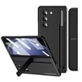 thumbnail image 1 of Compatible with Galaxy Z Fold 6 5G, Case Hinge Protection Hard PC Kickstand Built-in Screen Protector Tempered Glass with Removable S Pen Holder & Free Stylus for Samsung Z Fold 6, Black, 1 of 7