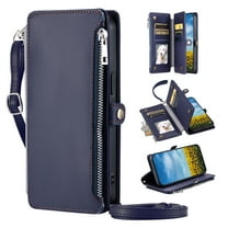 Compatible with Google Pixel 10 /10 Pro Case Wallet with Card Holder for Women Men,PU Leather Magnetic Snap Flip Zipper Wrist Strap and Crossbody Strap Stand Case for Google Pixel 10 /10 Pro,Darkblue