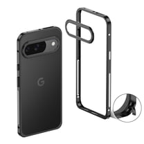 Compatible with Google Pixel 10 Metal Bumper Phone Case,Slim Fit No Back Design Excellent Heat Dissipation,With Lens Protector,Shockproof Anti-fall Ultra Slim Rugged Frame Case,Black