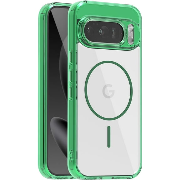 Compatible with Google Pixel 10 Pro Case/Pixel Case 6.3 '' Clear [Compatible Magsafe Wireless Charging ] Magnetic Yellowing Resistant for 10/10 Rugged Cases Green