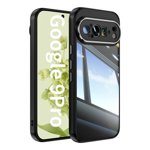 Compatible with Google Pixel 10 Pro XL Phone Case,Built-in Lens Camera Protector,Transparent Back Design,Ultra Slim Shockproof Protection Anti-Scratch TPU Bumper Thin Fit Phone Case,Black