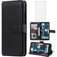 thumbnail image 1 of Compatible with Google Pixel 2XL Wallet Case and Tempered Glass Screen Protector Flip Cover Credit Card Holder Cell Accessories Folio Purse Phone Cases for Pixle 2 XL Pixel2XL Pixel2 LX Women Black, 1 of 13