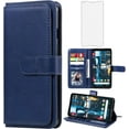 thumbnail image 1 of Compatible with Google Pixel 2XL Wallet Case and Tempered Glass Screen Protector Flip Cover Credit Card Holder Cell Accessories Folio Purse Phone Cases for Pixle 2 XL Pixel2XL Pixel2 LX Women Men Blue, 1 of 13