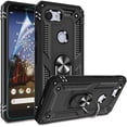 thumbnail image 1 of Compatible for Google Pixel 3A XL Case with HD Screen Protector, Military-Grade Shockproof Protective Phone Case with Magnetic Kickstand Ring for Google Pixel 3A XL Black, 1 of 15