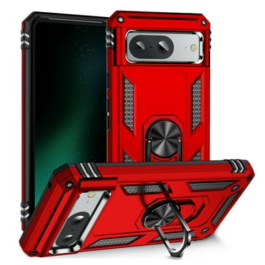 Compatible with Google Pixel 4A Case Built-in 360 Ring Holder Kickstand, Extreme Protection Military Armor Magnetic Car Dual Layer Protective Heavy Duty Phone Cover For Google Pixel 4A,Red
