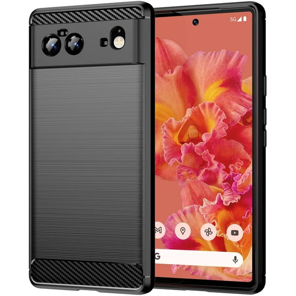 Compatible with Google Pixel 6 Case, Soft TPU Cover Shockproof Anti-Fingerprint Phone Case and Anti-Scratch Protection Cover for Google Pixel 6 5G Phone (Black, Google Pixel 6)
