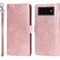thumbnail image 1 of Compatible with Google Pixel 6 Premium Faux Leather Wallet Case with RFID Blocking Card Holder,[Stand Feature] Magnetic Closure Protective,Wrist Strap Wallet Case for Pixel 6 6.4" (Rosegold), 1 of 7