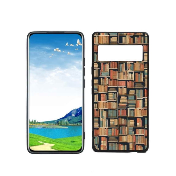Compatible with Google Pixel 6 Pro(2021) Phone Case, Vintage-bookshelf-patterns-0 Case Silicone Protective for Teen Girl Boy Case for Google Pixel 6 Pro(2021)