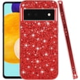 thumbnail image 1 of Compatible with Google Pixel 6 Pro Case Glitter Shockproof, Google Pixel 6 Pro Phone Case Bling Sparkly TPU and PC Silicone Shiny Girl Women Thin Protective Cover (Red), 1 of 14