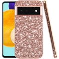 thumbnail image 1 of Compatible with Google Pixel 6 Pro Case Glitter Shockproof, Google Pixel 6 Pro Phone Case Bling Sparkly TPU and PC Silicone Shiny Girl Women Thin Protective Cover (Rose Gold), 1 of 14