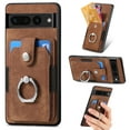 thumbnail image 1 of Compatible with Google Pixel 6 Pro Case Wallet with Card Holder, 360°Rotation Finger Ring Holder Kickstand Protective Premium PU Leather Back Flip Magnetic Clasp Shockproof Cover,Brown, 1 of 6