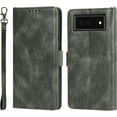 thumbnail image 1 of Compatible with Google Pixel 6 Pro Premium PU Leather Wallet Case with RFID Blocking Card Holder,Kickstand Magnetic Closure Protective,Wrist Strap Wallet Case for Pixel 6 Pro 6.71 Inch (Green), 1 of 14