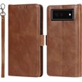 thumbnail image 1 of Compatible with Google Pixel 6 Pro Premium PU Leather Wallet Case with RFID Blocking Card Holder,Kickstand Magnetic Closure Protective,Wrist Strap Wallet Case for Pixel 6 Pro 6.71 Inch (Brown), 1 of 14