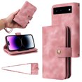 thumbnail image 1 of Compatible with Google Pixel 6 Pro Wallet Case, [6 Card Slots] Removable Adjustable Crossbody Necklace Lanyard Shoulder Strap Zipper PU Leather Case for Google Pixel 6 Pro,Pink, 1 of 6