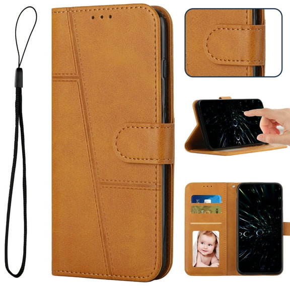 Compatible for Google Pixel 6 Wallet Case,[Magnetic Closure][Kickstand][Wrist Strap][Card Holder Slots] RFID BlockingTPU Interior Protective PU Leather Folio Flip Shockproof Cover,Yellow