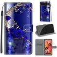 thumbnail image 1 of Compatible with Google Pixel 6 Wallet Case for Men Women, Premium PU Leather Flip Cover with Card Holder, Wrist Strap, Kickstand Shockproof Magnetic Clasp Case, Blue Rose + Golden Butterfly, 1 of 7