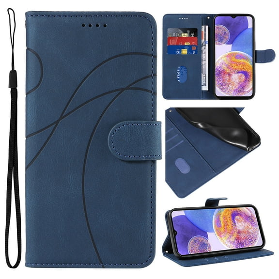 Compatible with Google Pixel 6 Wallet Case, Protective Vintage Premium PU Leather Flip with Card Holders Kickstand & Wrist Strap Folio Case Cover for Men Women for Google Pixel 6, Darkblue