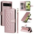 thumbnail image 1 of Compatible with Google Pixel 6 Wallet Flip Case, Durable Soft TPU + PU Leather 3 Card Slots and 1 Cash Pocket Wrist Strap Magnetic Kickstand Elegant Case for Google Pixel 6, Rosegold, 1 of 6